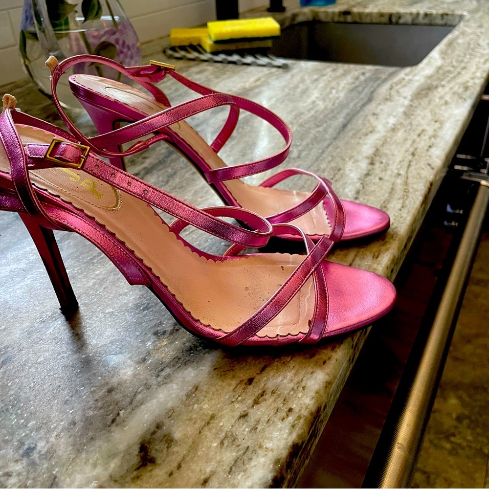 SJP by Sarah Jessica Parker strappy pink heeled sandals. 4 inch heels. Size 8/38